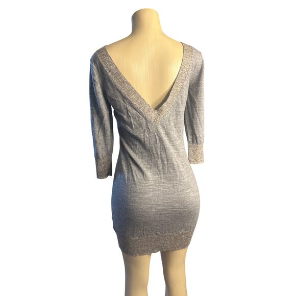 Women US-8 All Saints AllSaints Gray Sweater Priva Jumper Dress Wool Metallic - Picture 4 of 8